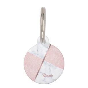 Médaillon Pour Animaux Parties scintillantes roses girly élégantes d'or
