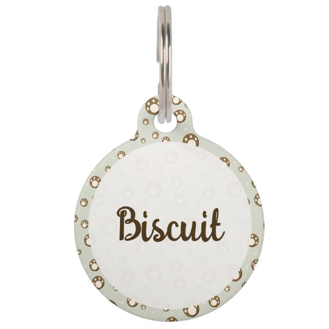 Médaillon Pour Animaux Pâtes de biscuits empreinte de patte motif monogra (Devant)