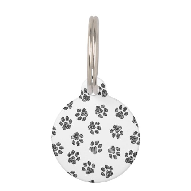 Médaillon Pour Animaux Patrouilles de Doodle, Paws de Chien, Paws Noirs (Devant)
