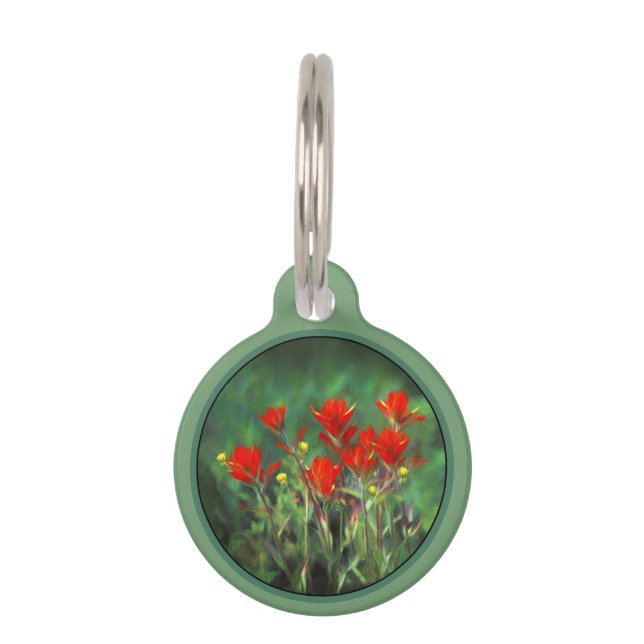 Médaillon Pour Animaux Peinture indienne de pinceau - Art Fleur original (Devant)