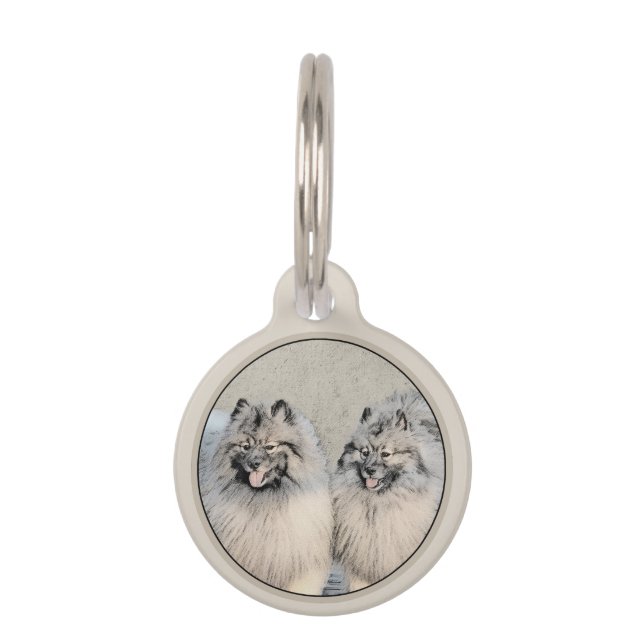 Médaillon Pour Animaux Peinture Keeshond Brothers - Art Chien original (Devant)