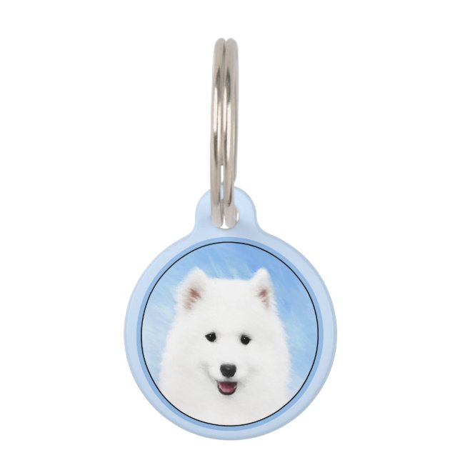 Médaillon Pour Animaux Peinture Samoyed Puppy - Jolie Art Original Chien (Devant)