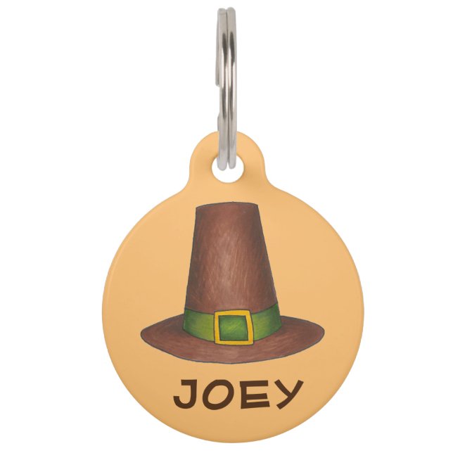 Médaillon Pour Animaux Pèlerin Casquette personnalisé Thanksgiving Automn (Devant)