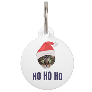 Médaillon Pour Animaux Père Noël Chat avec Santa hat, Ho Ho ho Squa d'inv