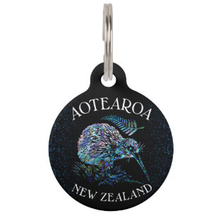 MÉDAILLON POUR ANIMAUX PERSONALISED NEW ZEALAND KIWI PAUA PET TAG