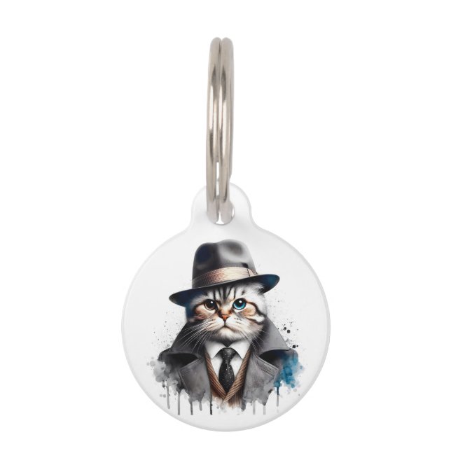 Médaillon Pour Animaux Personnaliser Cat Suit Cravate Veste Casquette Spl (Devant)