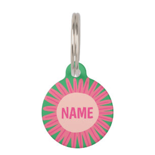 Médaillon Pour Animaux PERSONNALISER IT Pink Daisy Flower Name Numéro de 