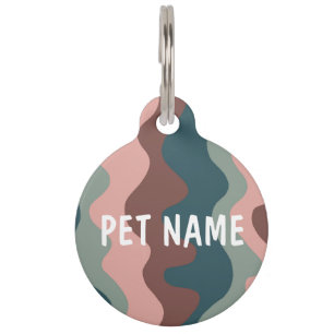 Médaillon Pour Animaux PERSONNALISER IT Rose Retro Curvy Stripes Colorful