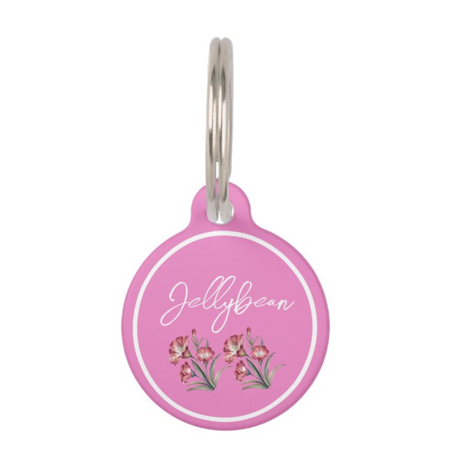 Médaillon Pour Animaux Personnaliser le nom rose (Devant)
