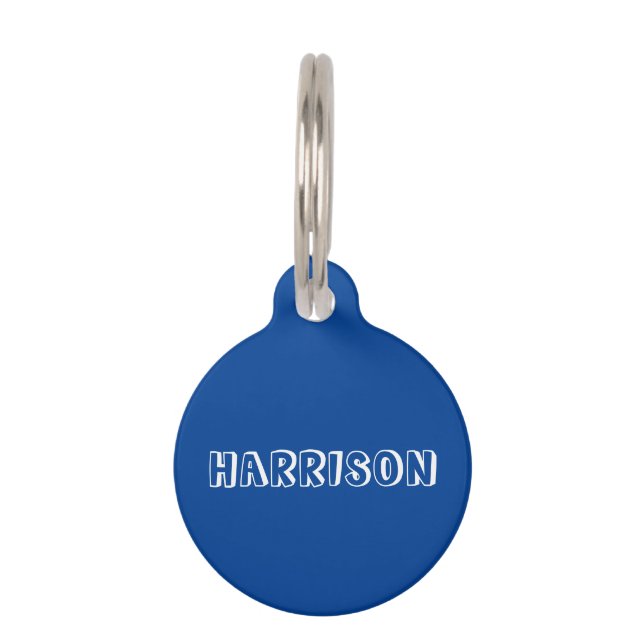 Médaillon Pour Animaux Personnaliser, personnalisation Bleu blanc chien N (Devant)