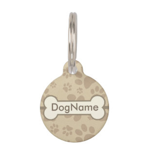 Médaillon Pour Animaux Personnalisez les empreintes de pattes Brown de