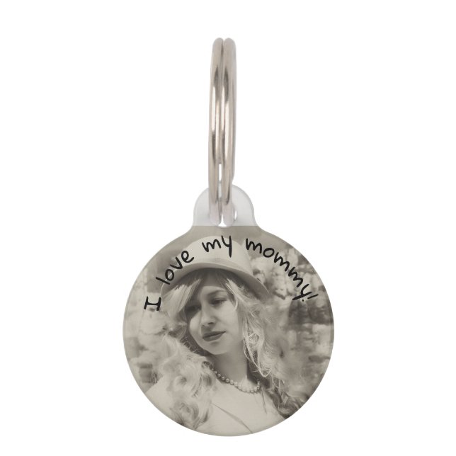 Médaillon Pour Animaux Pet Chien Chat ID Perdu Maman Papa Photo (Devant)