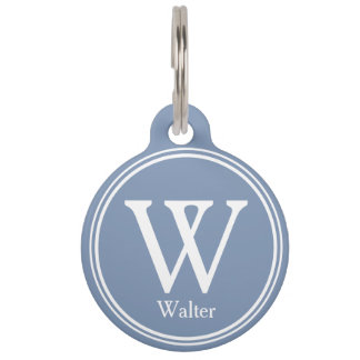 Médaillon Pour Animaux Pet ID Personalized Custom Name Tags - Grey Blue