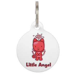 Médaillon Pour Animaux Petit Ange...Petit Diable Kitty Cat Cartoon