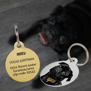 Médaillon Pour Animaux Photo et texte personnalisés