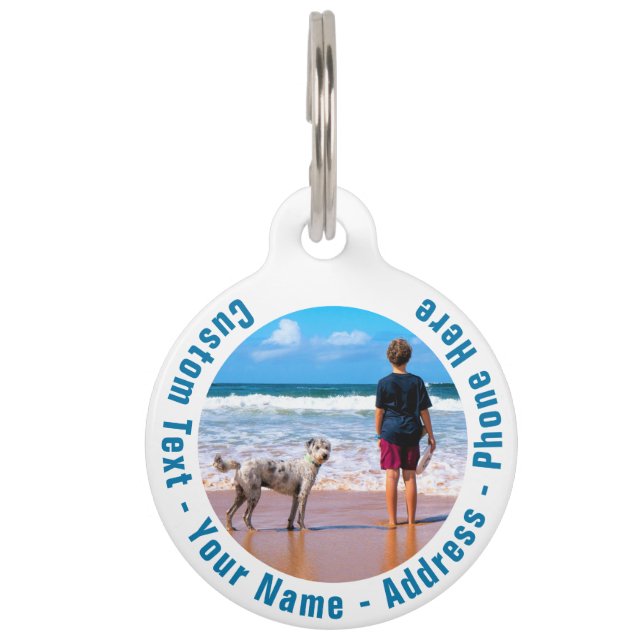 Médaillon Pour Animaux Photo personnalisée et texte personnalisé Numéro d (Devant)
