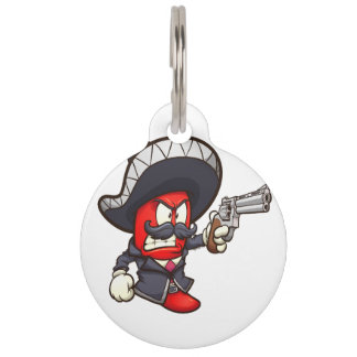 Médaillon Pour Animaux piment rouge avec tenue mariachi et revo