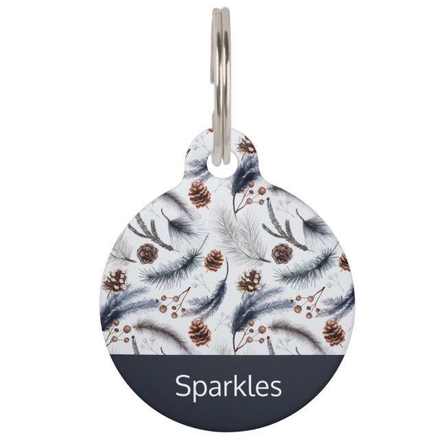 Médaillon Pour Animaux Pine Cones & Pine Needles Aquarelles Motif (Devant)