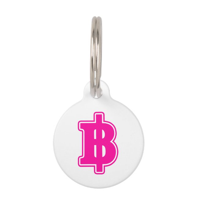 Médaillon Pour Animaux PINK BAHT SIGNER ฿ Thai Devise ฿ (Devant)