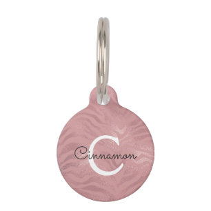 Médaillon Pour Animaux Pink Rose Gold Cheetah Imprimer Monogramme Nom