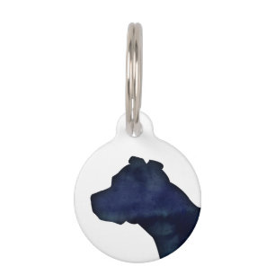 Médaillon Pour Animaux Pitbull race Chien Silhouette Aquarelle noire