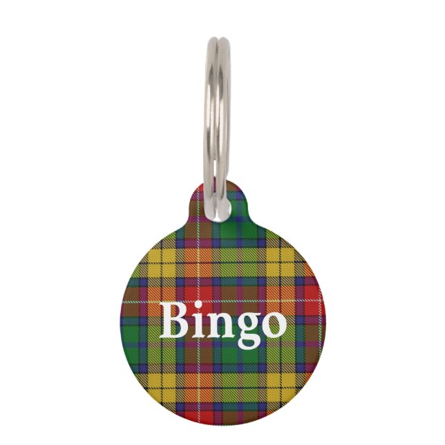 Médaillon Pour Animaux Plaid de tartan heureux de Buchanan de clan (Devant)