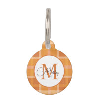 Plaid Orange Moderne Monogramme Nom Personnalisé