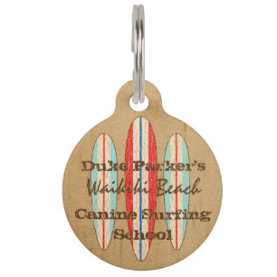 Médaillon Pour Animaux Planches de surf de Hawaïen de monogramme de