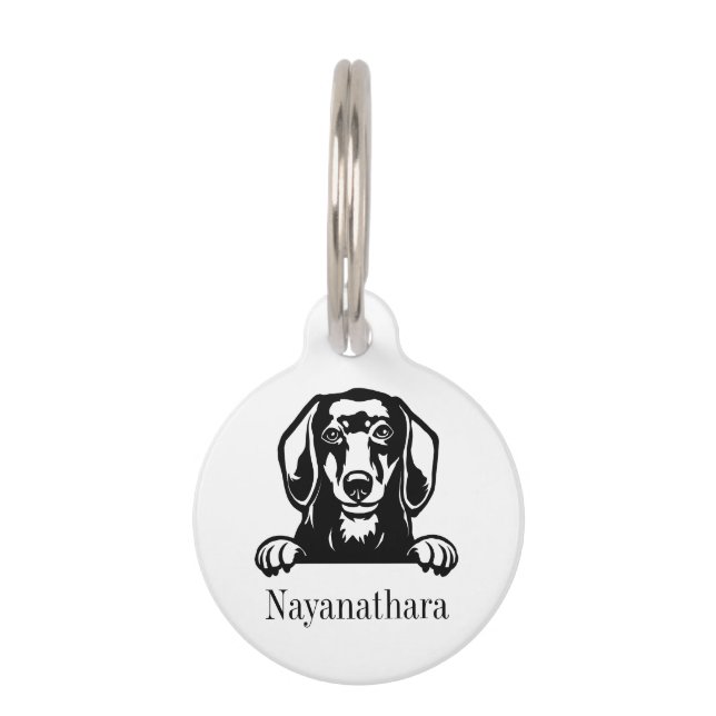 Médaillon Pour Animaux plaque personnalisée avec nom pour chien teckel (Devant)