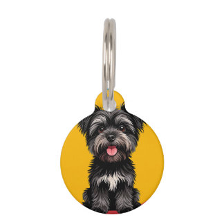Médaillon Pour Animaux Playful Black And Gray Terrier Puppy Portrait