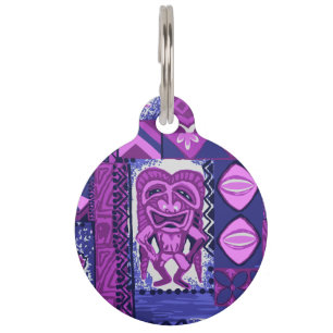 Médaillon Pour Animaux Pomaika’i Tiki Tapa Hawaïen Vintage