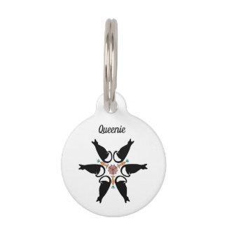 Médaillon Pour Animaux Porte-clés personnalisé Boho Chats noirs Fleur Man