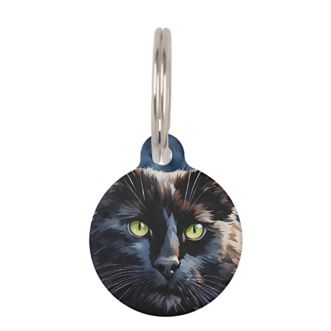 Médaillon Pour Animaux Portrait d'aquarelle personnalisé Portrait noir ch (Devant)