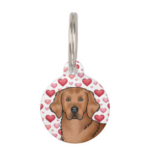 Médaillon Pour Animaux Portrait de chien Retriever Golden Rouge avec des