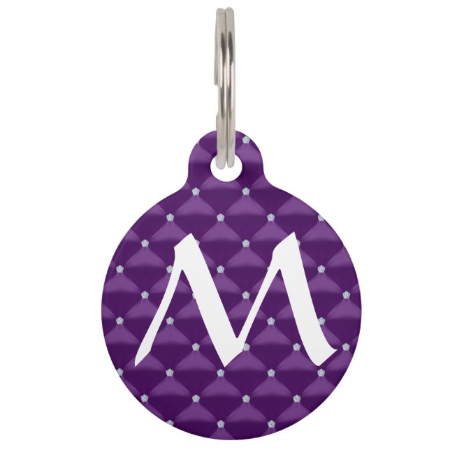 Médaillon Pour Animaux Posh Purple & Silver Bling (Devant)