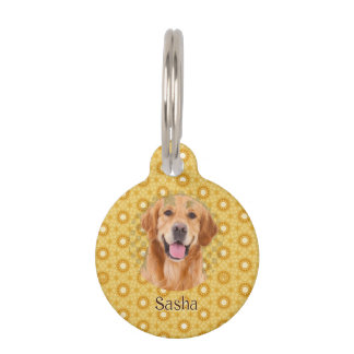 Médaillon Pour Animaux "Pour toujours élégant Retriever doré floral 