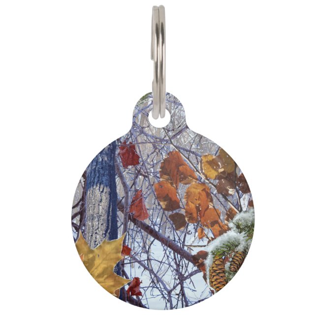 Médaillon Pour Animaux Première peinture de camouflage de scène d'hiver (Devant)