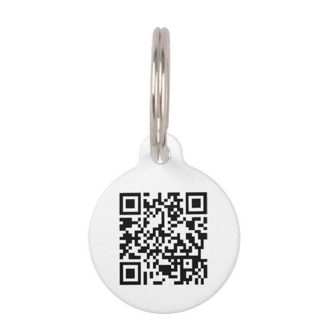 Médaillon Pour Animaux QR Code blanc noir personnalisé contact Info chien (Devant)