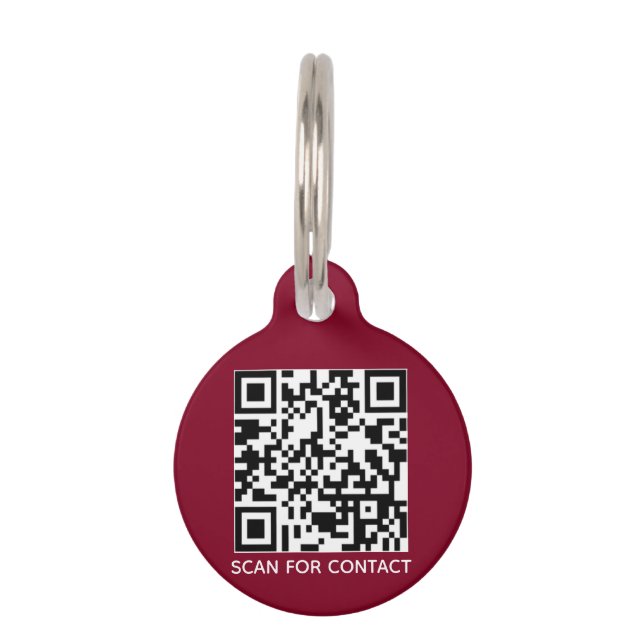 Médaillon Pour Animaux QR Code Bourgogne contact sans contact Info chien  (Devant)