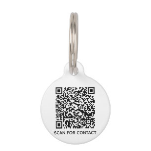 Médaillon Pour Animaux QR Code scannable sans contact Info minimaliste