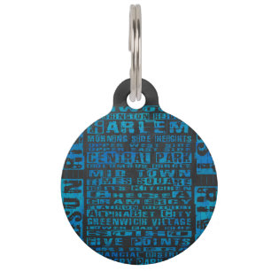 Médaillon Pour Animaux Quartiers NYC Bleu
