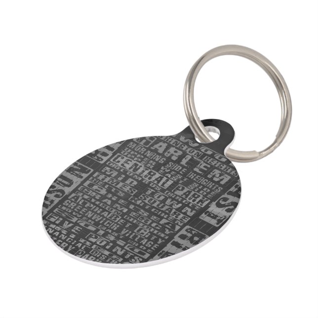 Médaillon Pour Animaux Quartiers NYC Gris (Côté )