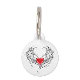 Médaillon Pour Animaux Red Angel Coeur avec ailes