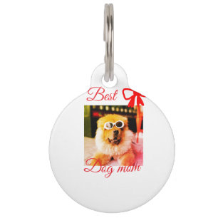 Médaillon Pour Animaux Red bow best dog maman papa photo chien/animal nom