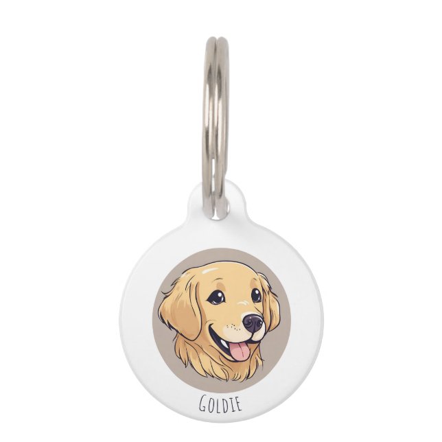 Médaillon Pour Animaux Retriever doré mignon personnalisé (Devant)