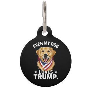 Médaillon Pour Animaux Retriever Même Mon Chien Aime Trump USA Drapeau