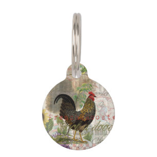 Médaillon Pour Animaux Rooster vintage Français Collage Ferme Animaux dom