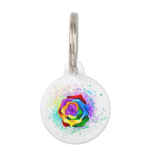 Médaillon Pour Animaux Rose arc-en-ciel coloré
