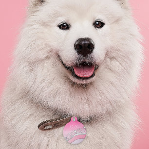 Médaillon Pour Animaux Rose Féminin Étoiles Argentées Célestes Rêveuses