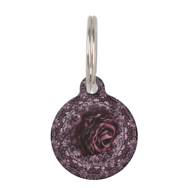 Médaillon Pour Animaux Rose Mandala (Devant)